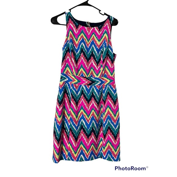 Lilly Pulitzer Kirkland Hearts a Flutter Chevron Stripe Dress Size 4 - Picture 1 of 5